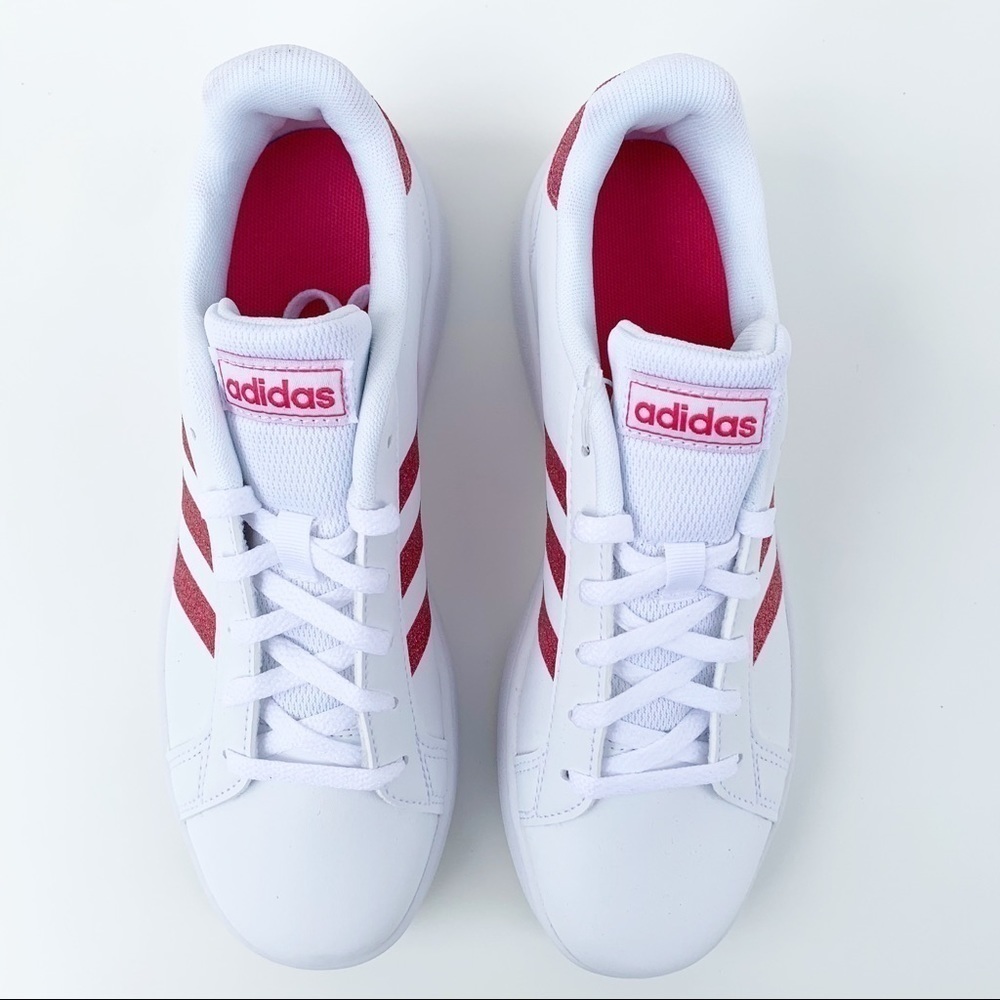 adidas GRAND COURT SHOES White/Glitter Pink - Picture 10 of 15